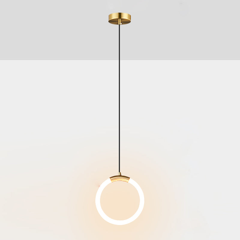LED Ring Shape Hanging Light Fixture Modern Simple Style Living Room Pendant Light