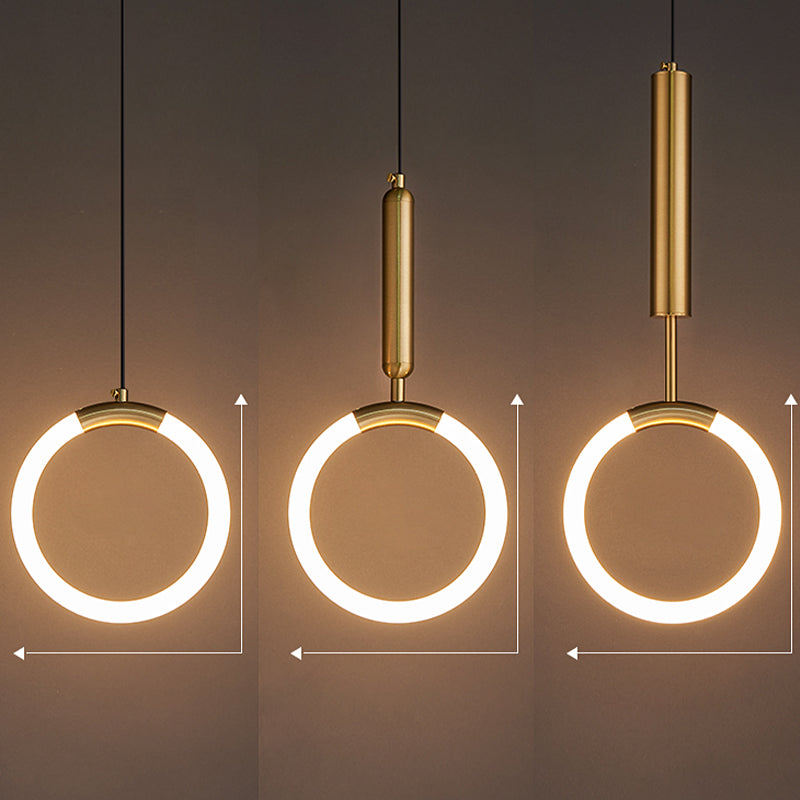 LED Ring Shape Hanging Light Fixture Modern Simple Style Living Room Pendant Light