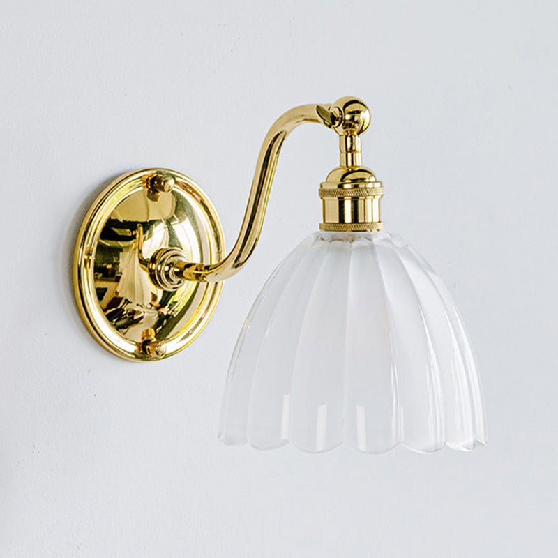 Modern Metal Flush Mount Wall Lamp 1-Light Sconce Lights with Glass Shade
