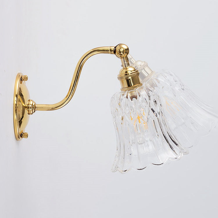 Modern Metal Flush Mount Wall Lamp 1-Light Sconce Lights with Glass Shade