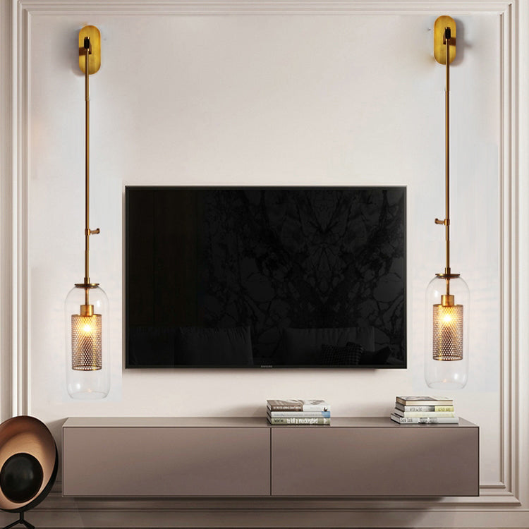 Cylindrical Flush Mount Wall Sconce Modern 1-Light Wall Sconce Lights with Clear Glass Shade