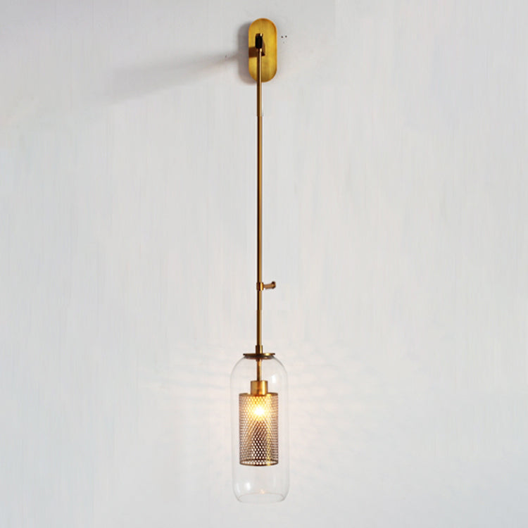 Cylindrical Flush Mount Wall Sconce Modern 1-Light Wall Sconce Lights with Clear Glass Shade