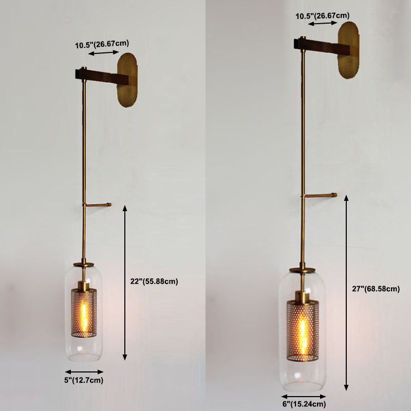 Cylindrical Flush Mount Wall Sconce Modern 1-Light Wall Sconce Lights with Clear Glass Shade