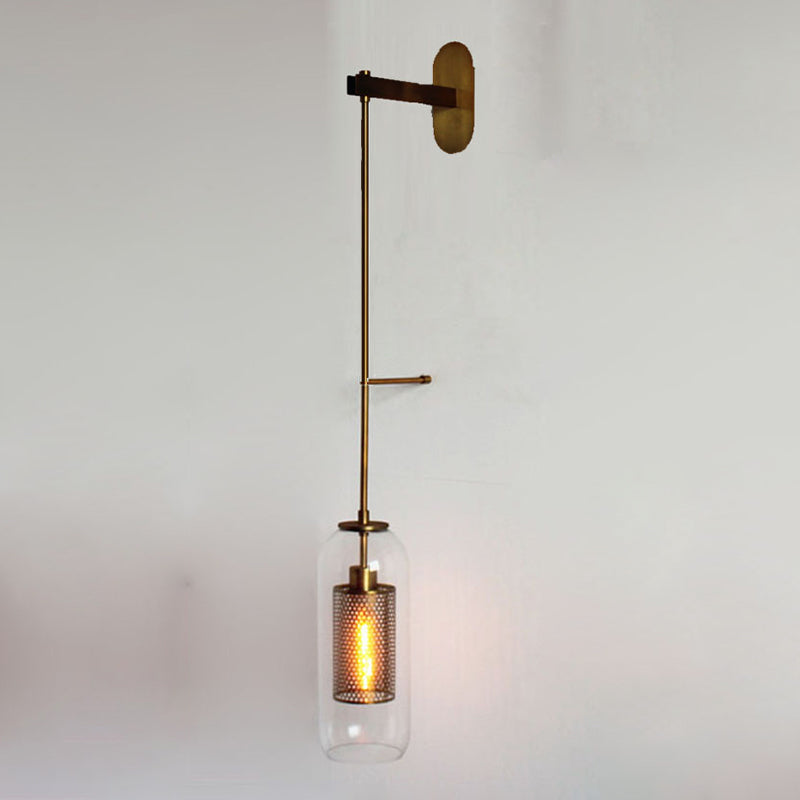 Cylindrical Flush Mount Wall Sconce Modern 1-Light Wall Sconce Lights with Clear Glass Shade