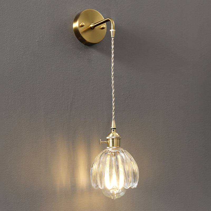 Modern Metal Flush Mount Wall Sconce 1-Light Wall Sconce Lights with Clear Glass Shade