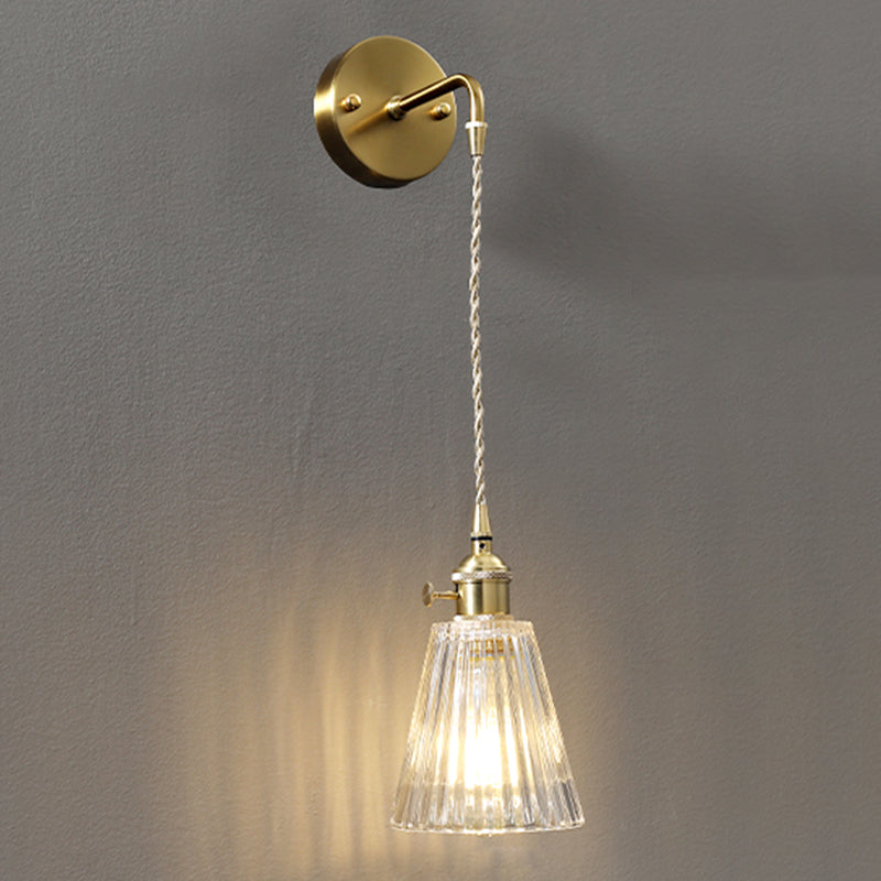 Modern Metal Flush Mount Wall Sconce 1-Light Wall Sconce Lights with Clear Glass Shade