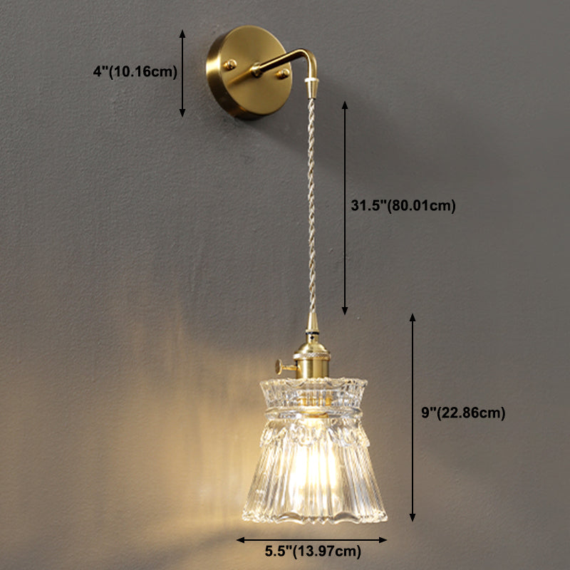 Modern Metal Flush Mount Wall Sconce 1-Light Wall Sconce Lights with Clear Glass Shade