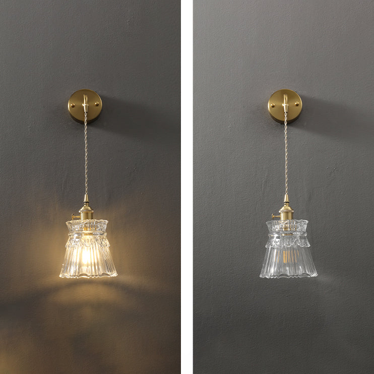 Modern Metal Flush Mount Wall Sconce 1-Light Wall Sconce Lights with Clear Glass Shade