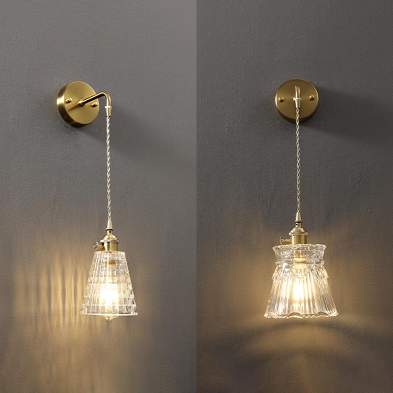 Modern Metal Flush Mount Wall Sconce 1-Light Wall Sconce Lights with Clear Glass Shade