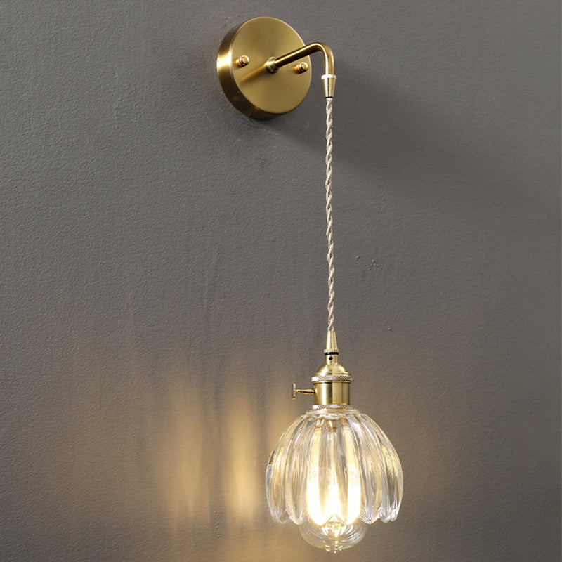 Modern Metal Flush Mount Wall Sconce 1-Light Wall Sconce Lights with Clear Glass Shade