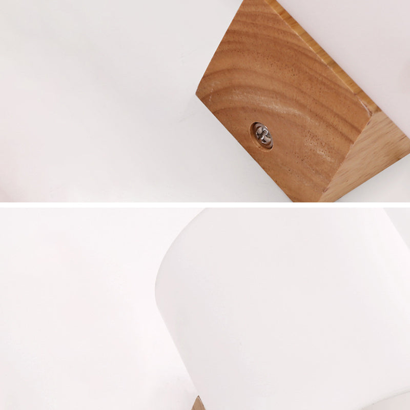 1 Light Wall Sconce Lamp Creative Modern Wood Glass Shade Wall Light for Stairs