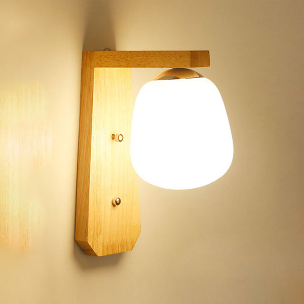 Modern Style Wall Mounted Lamps Wood 1 Light Flush Mount Wall Sconce for Bedroom