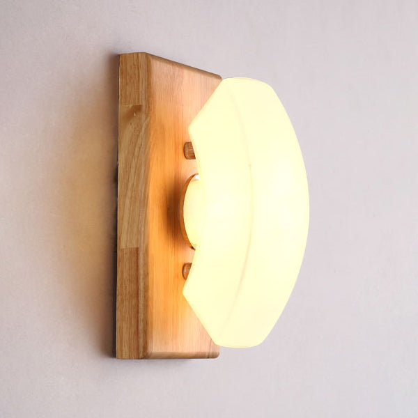 Modern Style Wall Mounted Lamps Wood 1 Light Flush Mount Wall Sconce for Bedroom
