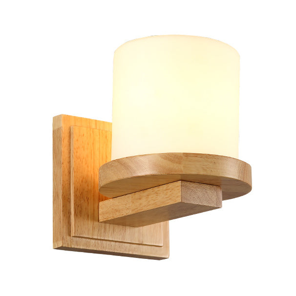 Modern Style Wall Mounted Lamps Wood 1 Light Flush Mount Wall Sconce for Bedroom