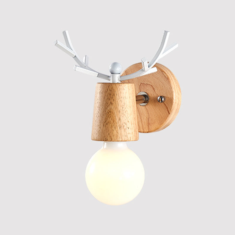 Minimalistic Style Wood Wall Mount Light Fixture Deer Wall Sconce Light for Bedroom