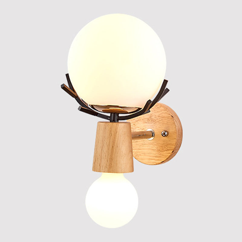 Minimalistic Style Wood Wall Mount Light Fixture Deer Wall Sconce Light for Bedroom