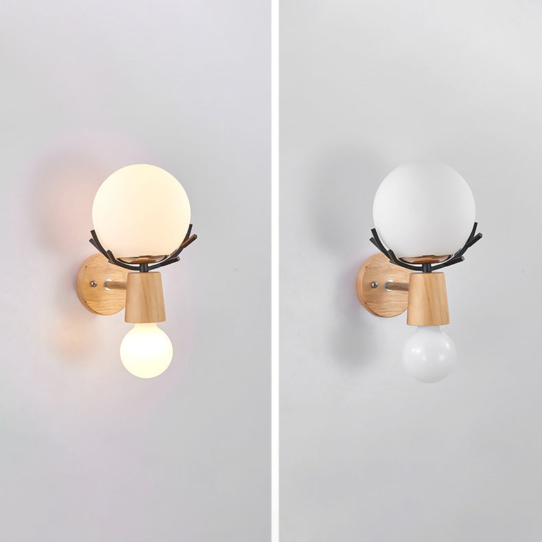 Minimalistic Style Wood Wall Mount Light Fixture Deer Wall Sconce Light for Bedroom
