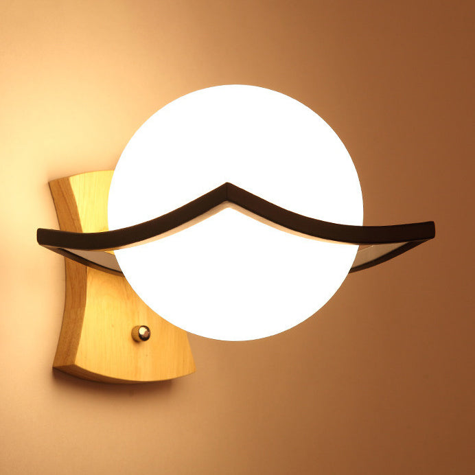 Wood Frame Wall Lighting Contemporary Single Head Wood Sconce Light Fixture for Living Room