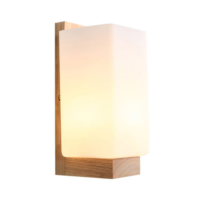 Wood Frame Wall Lighting Contemporary Single Head Wood Sconce Light Fixture for Living Room