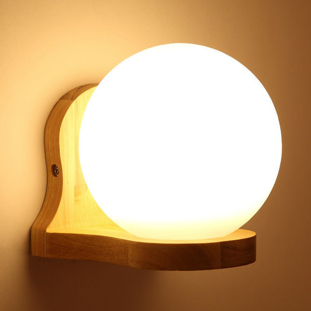 Wood Frame Wall Lighting Contemporary Single Head Wood Sconce Light Fixture for Living Room