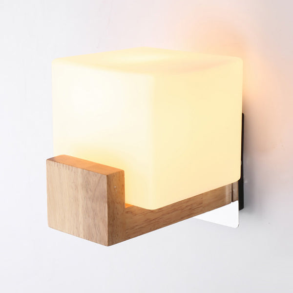 Wood Frame Wall Lighting Contemporary Single Head Wood Sconce Light Fixture for Living Room