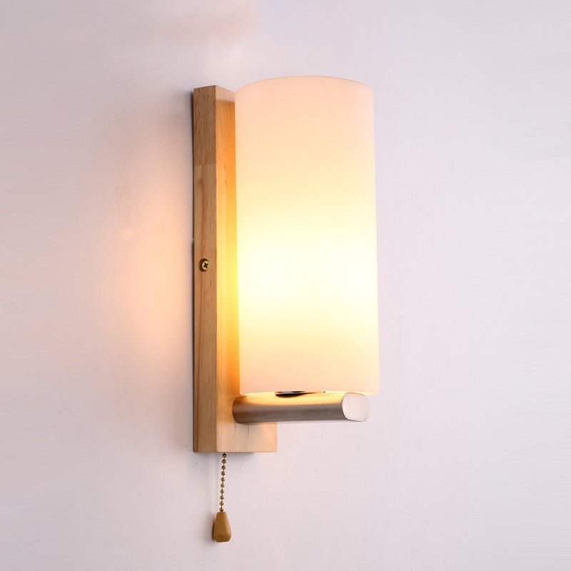 Wood Frame Wall Lighting Contemporary Single Head Wood Sconce Light Fixture for Living Room