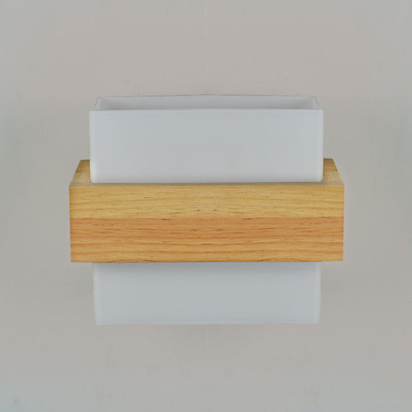 Wood Frame Wall Lighting Contemporary Single Head Wood Sconce Light Fixture for Living Room