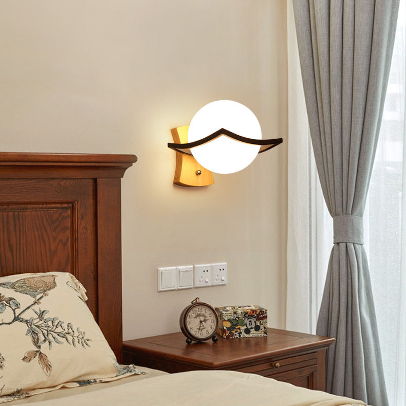 Wood Frame Wall Lighting Contemporary Single Head Wood Sconce Light Fixture for Living Room