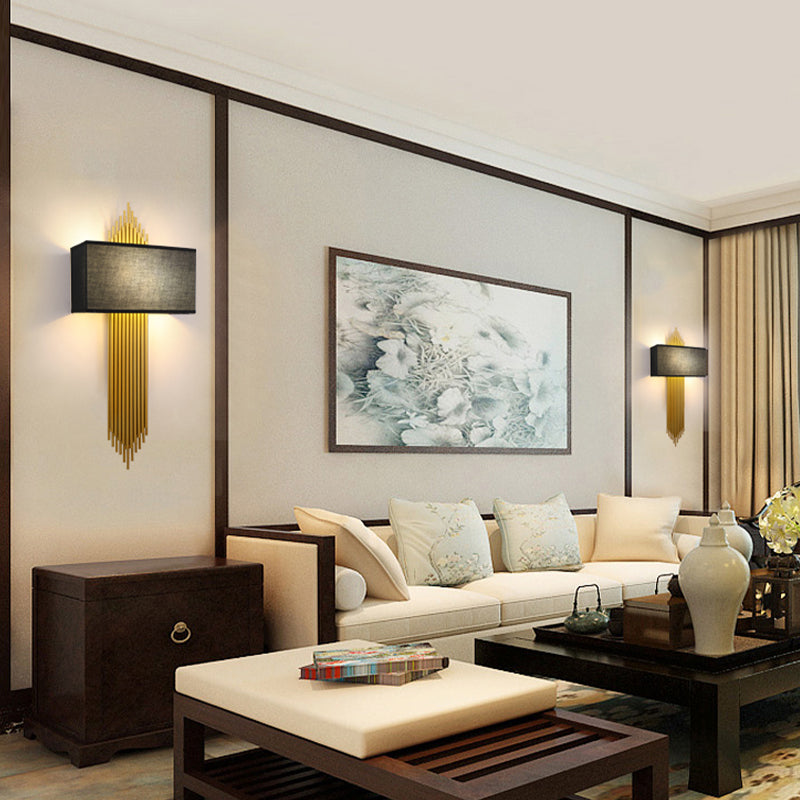 Postmodern Gold Metal Sconce Light 2-Bulbs Wall Mounted Lighting Fixtures for Bedroom