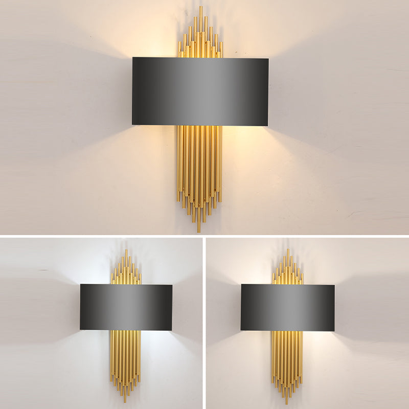 Luminaire en métal d'or postmoderne Lumièrement 2 bulbes d'éclairage mural mural pour chambre à coucher