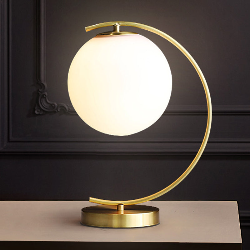 Modern Night Table Lamps 1-Light Bedroom Globe Nightstand Lights with White Glass Shade