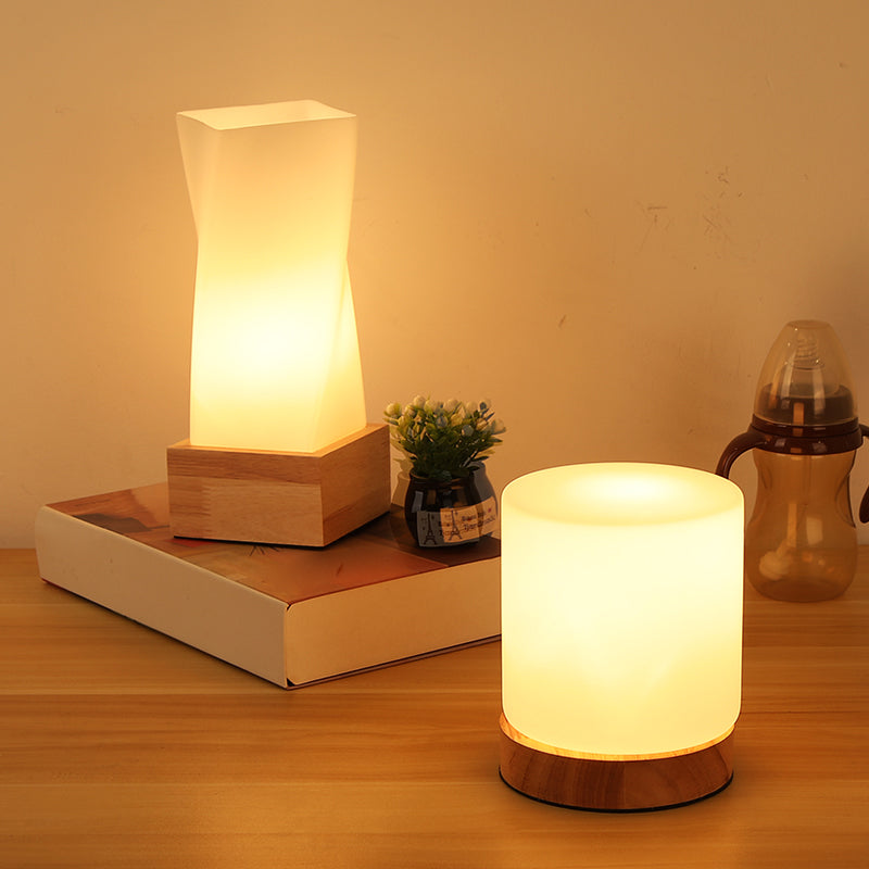 Modern Night Table Lamps 1-Light Living Room Nightstand Lights with White Glass Shade