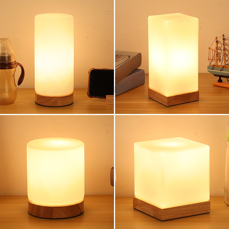 Modern Night Table Lamps 1-Light Living Room Nightstand Lights with White Glass Shade