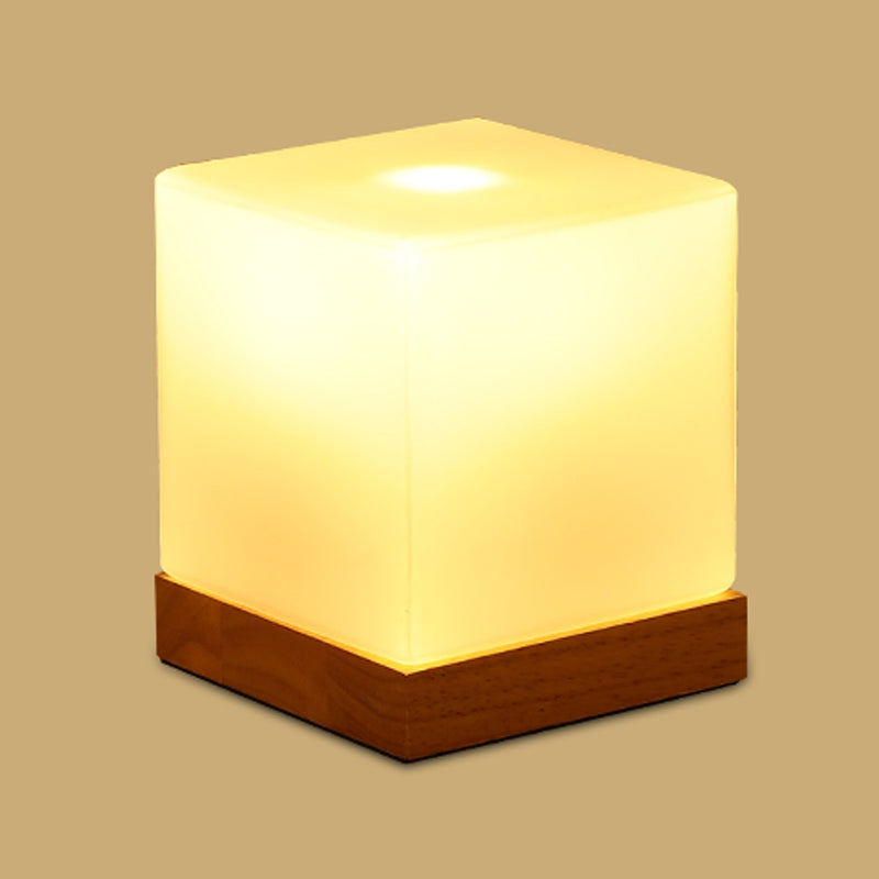 Modern Night Table Lamps 1-Light Living Room Nightstand Lights with White Glass Shade