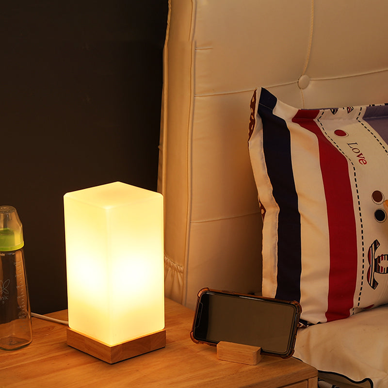 Modern Night Table Lamps 1-Light Living Room Nightstand Lights with White Glass Shade