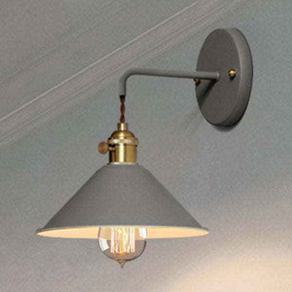 Macaron Color Nordic Wall Sconce Flared Metal Shade 1-Head Wall Lamp for Bedside Dinning Room