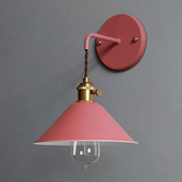 Macaron Color Nordic Wall Sconce Flared Metal Shade 1-Head Wall Lamp for Bedside Dinning Room