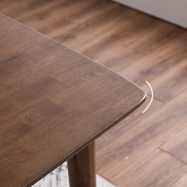 Rectangle Rubber Wood Table Modern Dining Table in Walnut with 4 Legs for Restaurant