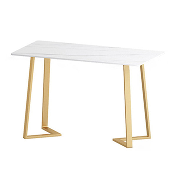Traditional Luxury Dining Room Table Sintered Stone Table with Gold Metal Base