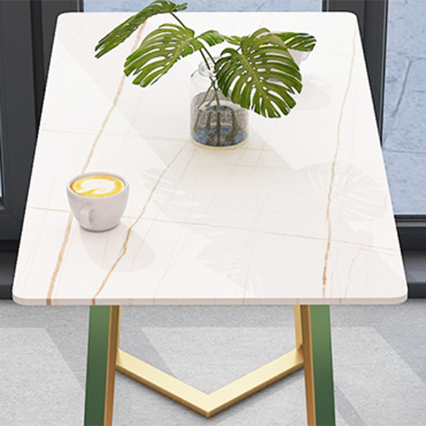 Traditional Luxury Dining Room Table Sintered Stone Table with Gold Metal Base