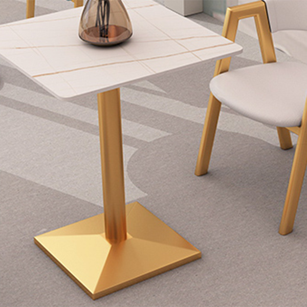 Traditional Luxury Dining Room Table Sintered Stone Table with Gold Metal Base