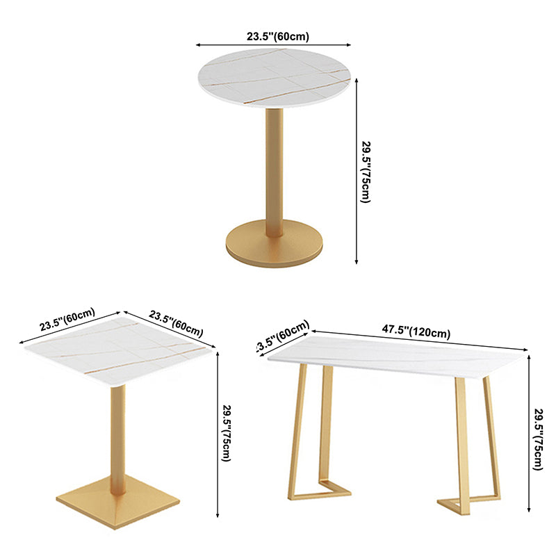 Traditional Luxury Dining Room Table Sintered Stone Table with Gold Metal Base