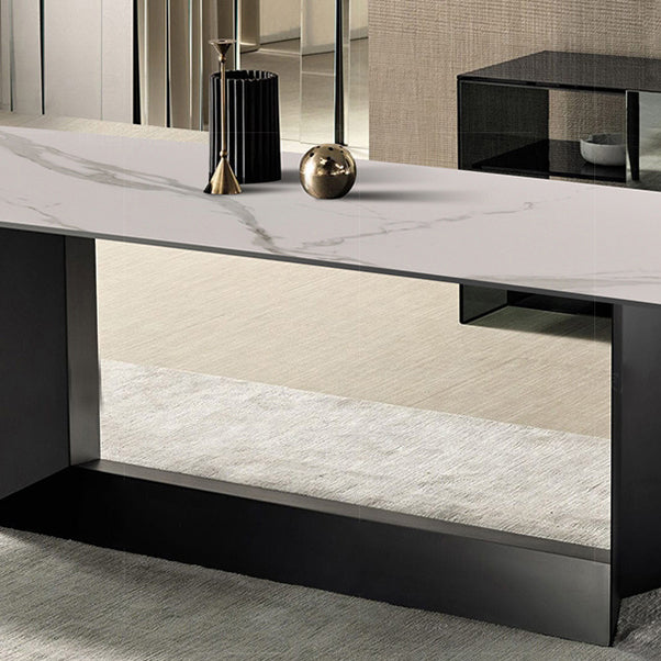 Tavolo da pranzo glam cucina bianca tavolo da pranzo standard in pietra sinterizzato con base di cavalletto