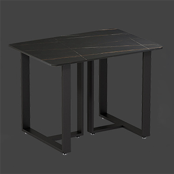 Industriële eettafel gesinterde stenen tafel met dubbele voetstuk voor eetkamer