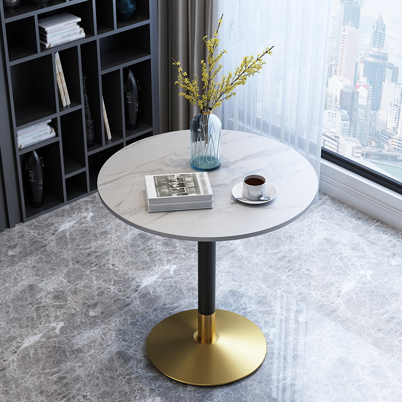 Traditional Luxury Round Dining Room Table Sintered Stone Table with Pedestal Base