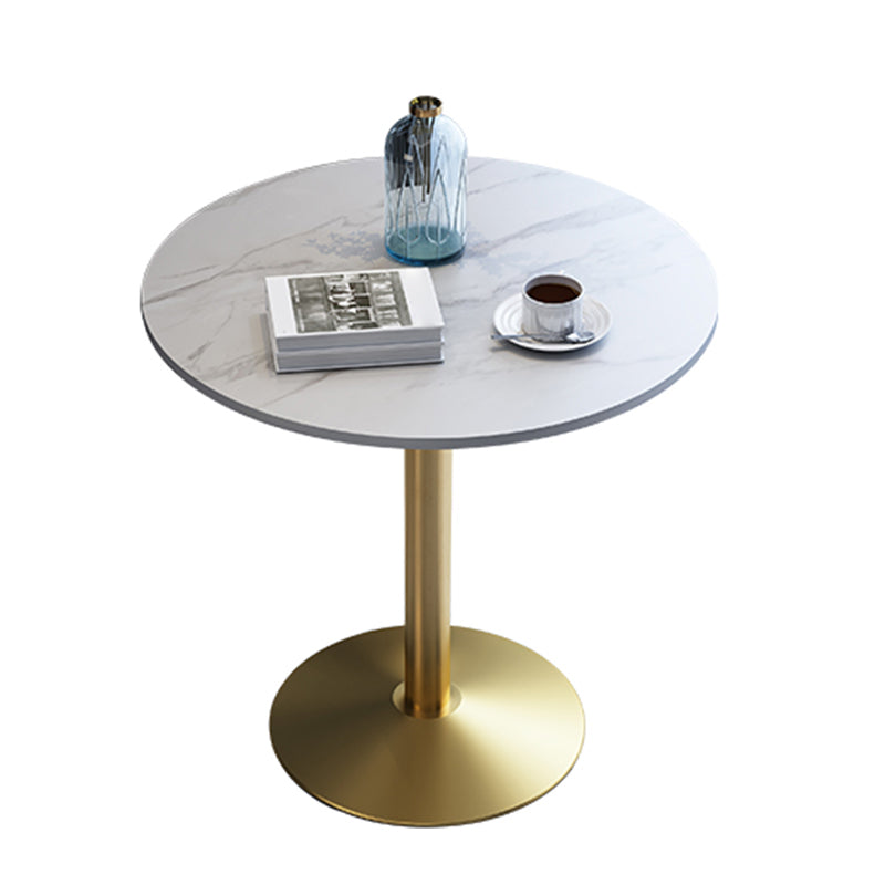 Traditional Luxury Round Dining Room Table Sintered Stone Table with Pedestal Base