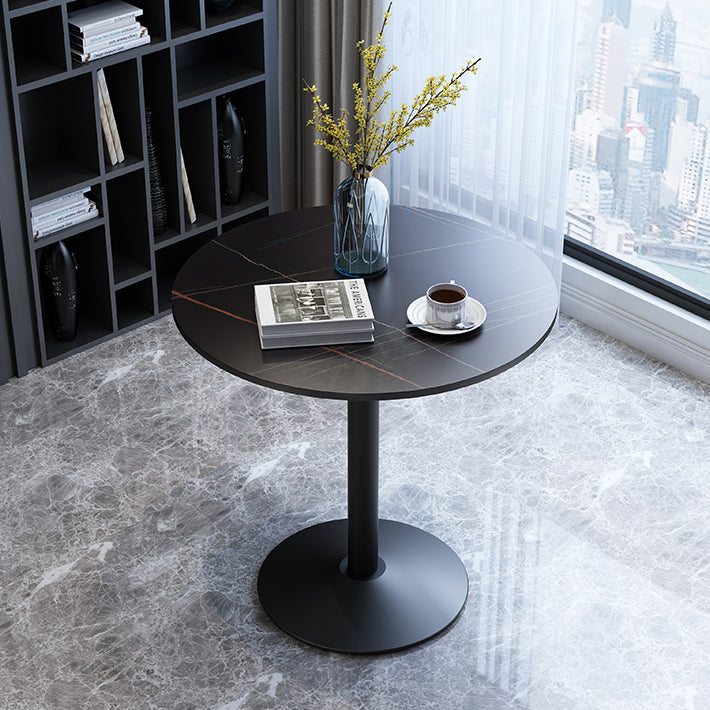Traditional Luxury Round Dining Room Table Sintered Stone Table with Pedestal Base