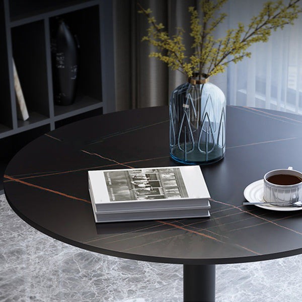 Traditional Luxury Round Dining Room Table Sintered Stone Table with Pedestal Base