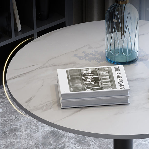 Traditional Luxury Round Dining Room Table Sintered Stone Table with Pedestal Base