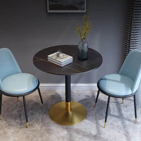 Traditional Luxury Round Dining Room Table Sintered Stone Table with Pedestal Base
